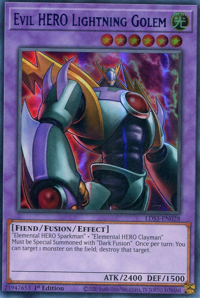 画像1: 【特価品】英語版 Ｅ－ＨＥＲＯ ライトニング・ゴーレム LDS3-EN028 1st（ウルトラレア：ブルー）